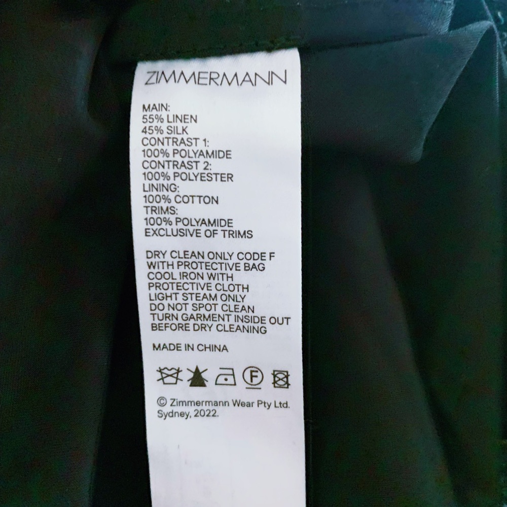 NWOT Authentic ZIMMERMANN Sensory lace linen and silk midi dress Size 1 Black - Picture 16 of 16